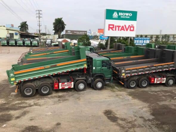 xe ben howo 4 chân 380 thùng đúc