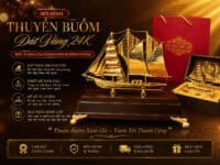 mô hình thuyền buồm dát vàng 24k