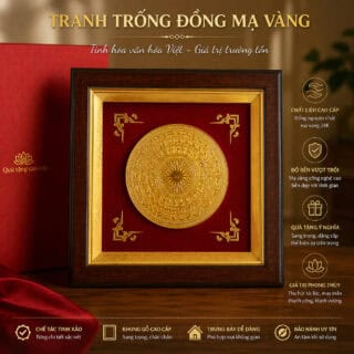 Tranh trống đồng mạ vàng 24k