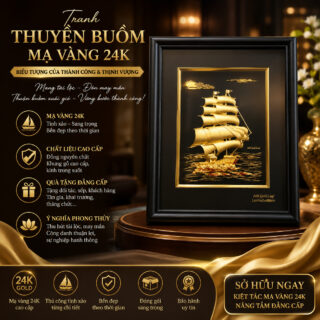 tranh thuyền buồm mạ vàng 24k