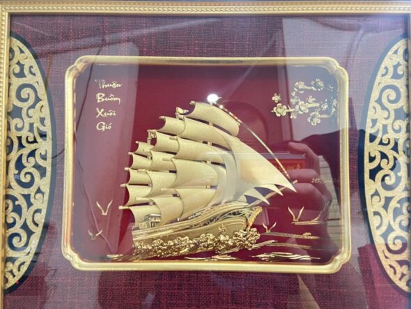 Tranh Thuyền Buồm Mạ Vàng 24K Quà Tặng Phong Thủy 23 tranh thuyen buom ma vang 24k 8